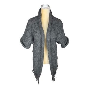 SILVIA NOVELLI Italian Wool Open Front Knit Cardigan Sweater Gray Size M‎